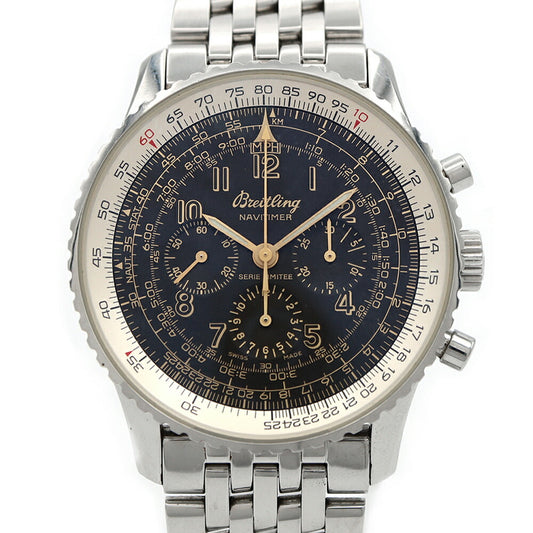 BREITLING ブライトリング ナビタイマー メカニック クロノグラフ 400本限定 A11022.1 裏スケ スモールセコンド 黒 ブラック SS ステンレス メンズ 手巻き【6ヶ月保証】【腕時計】【中古】