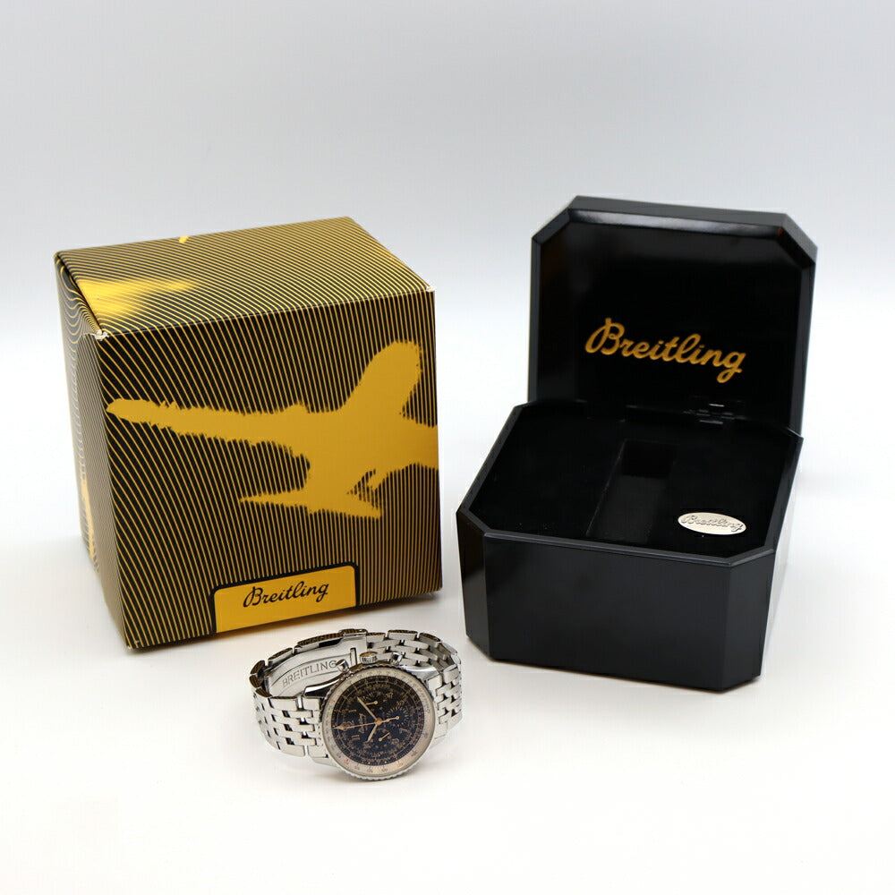 BREITLING ブライトリング ナビタイマー メカニック クロノグラフ 400本限定 A11022.1 裏スケ スモールセコンド 黒 ブラック SS ステンレス メンズ 手巻き【6ヶ月保証】【腕時計】【中古】