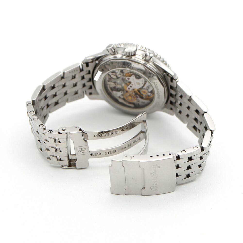 BREITLING ブライトリング ナビタイマー メカニック クロノグラフ 400本限定 A11022.1 裏スケ スモールセコンド 黒 ブラック SS ステンレス メンズ 手巻き【6ヶ月保証】【腕時計】【中古】