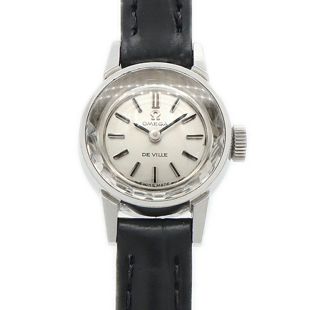 OMEGA オメガ DeVille デビル カットガラス 511.166 Cal.485 17石 シルバー SS ステンレス レディース 手巻き デヴィル アンティーク ヴィンテージ【腕時計】【中古】