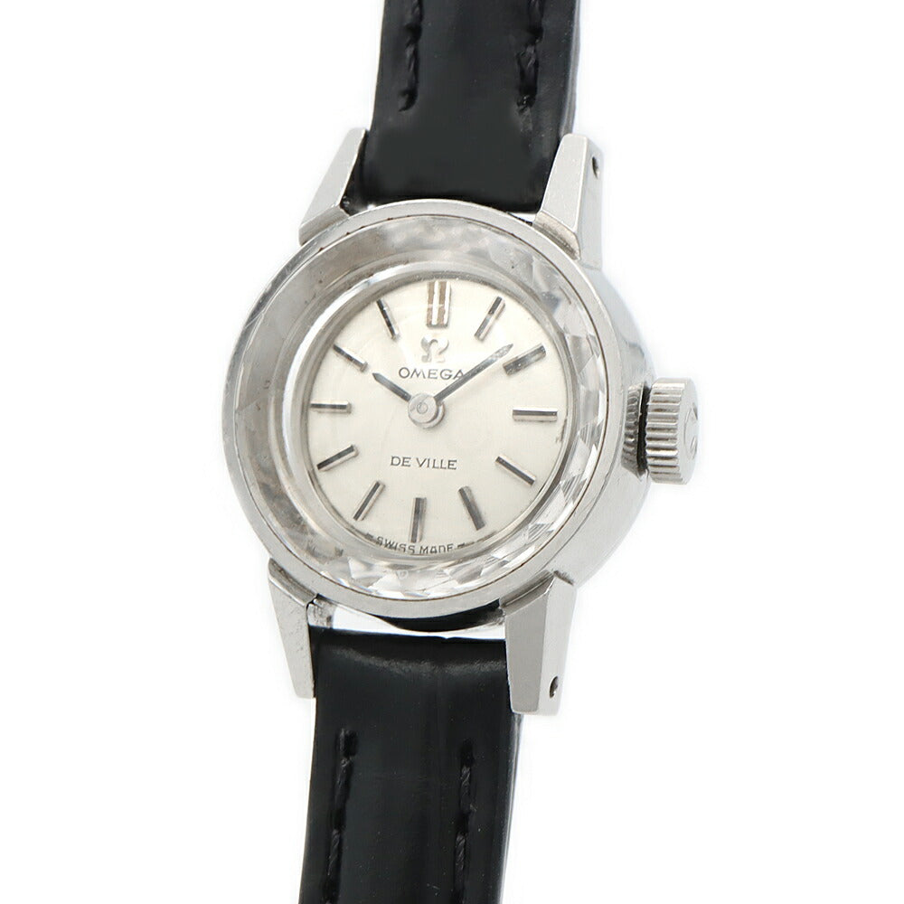 OMEGA オメガ DeVille デビル カットガラス 511.166 Cal.485 17石 シルバー SS ステンレス レディース 手巻き デヴィル アンティーク ヴィンテージ【腕時計】【中古】