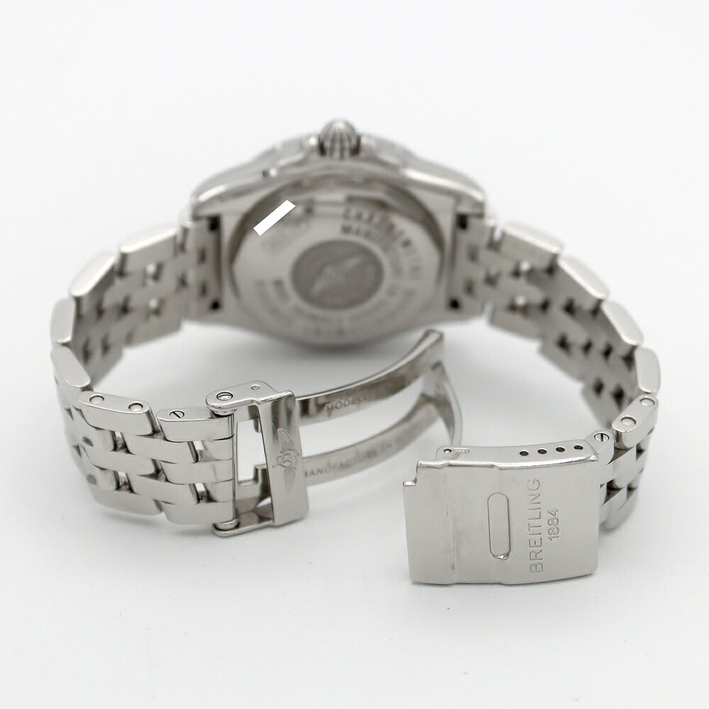 電池交換済 BREITLING ブライトリング コックピット レディ A71356 ダイヤモンド 8Pダイヤ デイト 100m防水 茶　ブラウン SS ステンレス レディース クォーツ【6ヶ月保証】【腕時計】【中古】