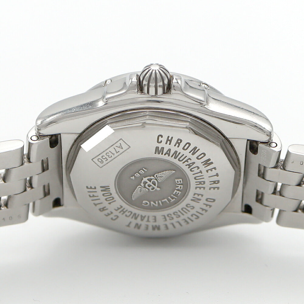 電池交換済 BREITLING ブライトリング コックピット レディ A71356 ダイヤモンド 8Pダイヤ デイト 100m防水 茶　ブラウン SS ステンレス レディース クォーツ【6ヶ月保証】【腕時計】【中古】