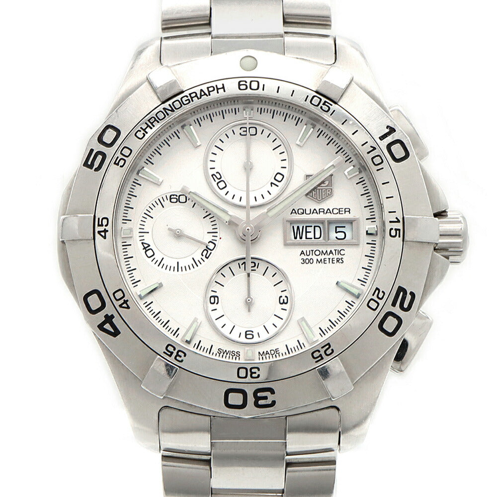 TAG Heuer タグホイヤー アクアレーサー クロノグラフ デイデイト CAF2011 スモールセコンド 300m防水 シルバー SS ステンレス メンズ 自動巻き【6ヶ月保証】【腕時計】【中古】