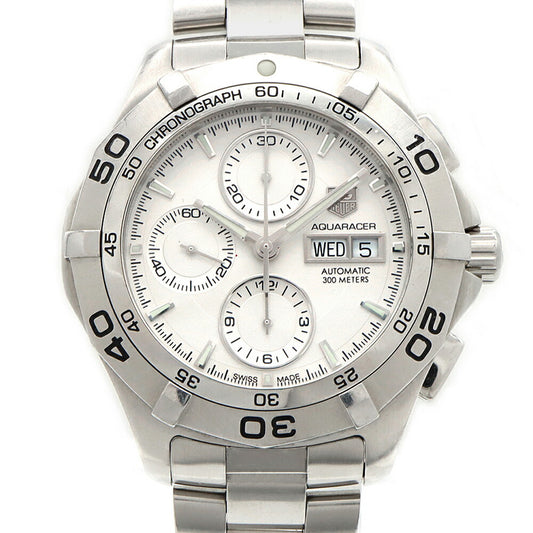 TAG Heuer タグホイヤー アクアレーサー クロノグラフ デイデイト CAF2011 スモールセコンド 300m防水 シルバー SS ステンレス メンズ 自動巻き【6ヶ月保証】【腕時計】【中古】