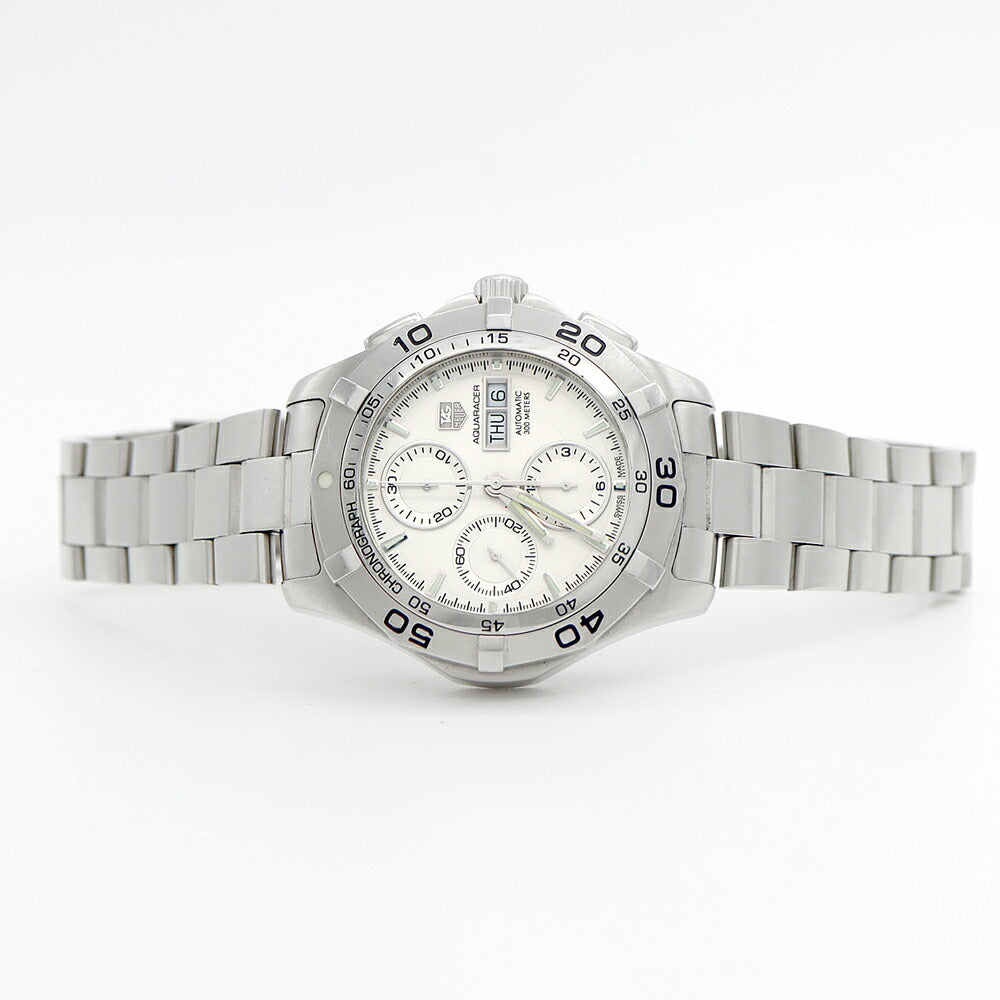 TAG Heuer タグホイヤー アクアレーサー クロノグラフ デイデイト CAF2011 スモールセコンド 300m防水 シルバー SS ステンレス メンズ 自動巻き【6ヶ月保証】【腕時計】【中古】