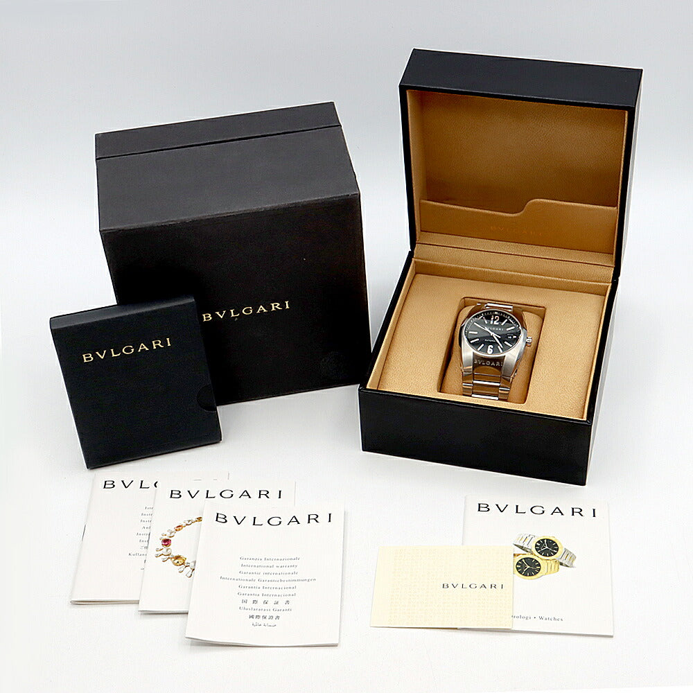 BVLGARI ブルガリ エルゴン EG40S デイト 黒 ブラック SS ステンレス メンズ 自動巻き【6ヶ月保証】【腕時計】【中古】