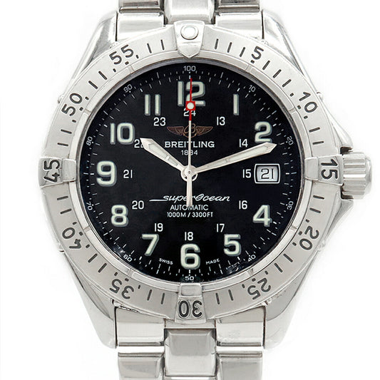 BREITLING Super Ocean A17340 Date 1000m Water Resistant Black SS Stainless Steel Men's Automatic Winding [6 Month Warranty] [Watch] [Used]