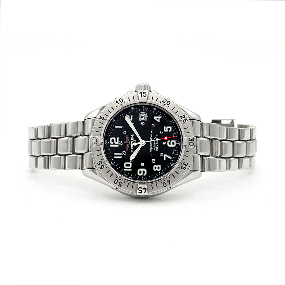 BREITLING ブライトリング スーパーオーシャン A17340 デイト 1000m防水 黒 ブラック SS ステンレス メンズ 自動巻き【6ヶ月保証】【腕時計】【中古】