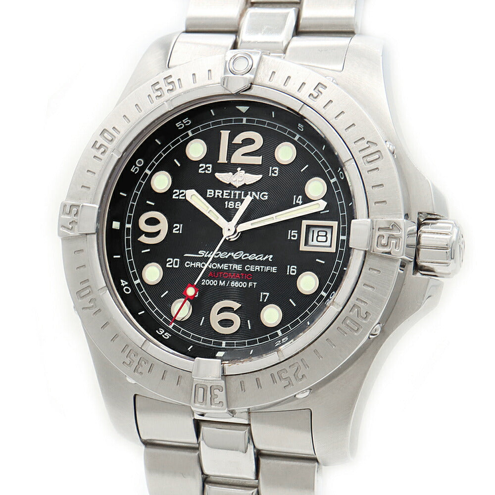 BREITLING ブライトリング スーパーオーシャン スチールフィッシュ A17390 デイト 2000m防水 黒 ブラック SS ステンレス メンズ 自動巻き スティールフィッシュ【6ヶ月保証】【腕時計】【中古】