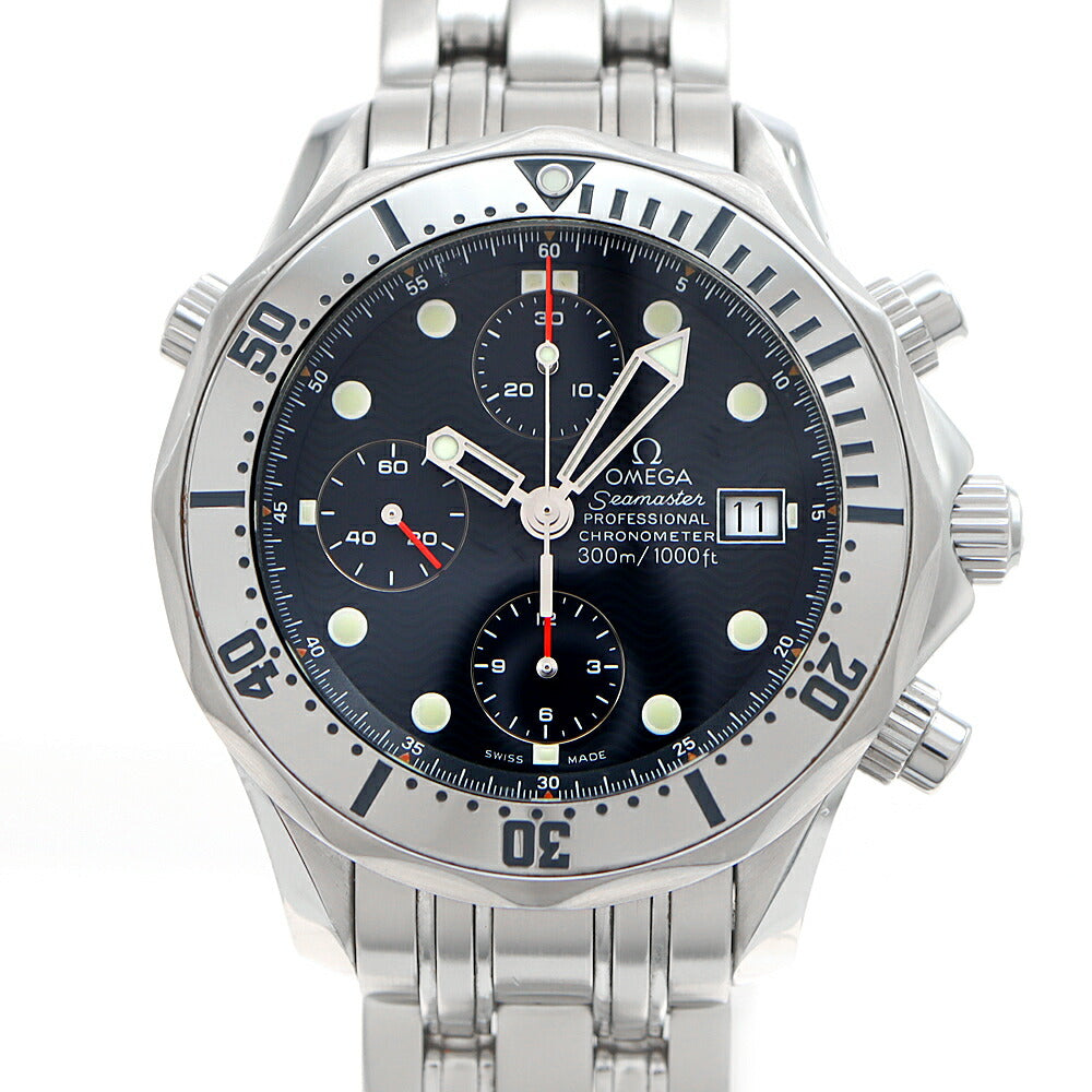 内部点検済 OMEGA オメガ シーマスター プロフェッショナル 300 クロノグラフ 2598.80 スモールセコンド 300m防水 デイト 黒 ブラック SS ステンレス メンズ 自動巻き【6ヶ月保証】【腕時計】【中古】