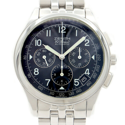 ZENITH Class El Primero 02.0500.400/24 Chronograph Date 100m Water Resistant Back Sketch Black SS Stainless Steel Men's Automatic Winding [6 Month Warranty] [Watch] [Used]