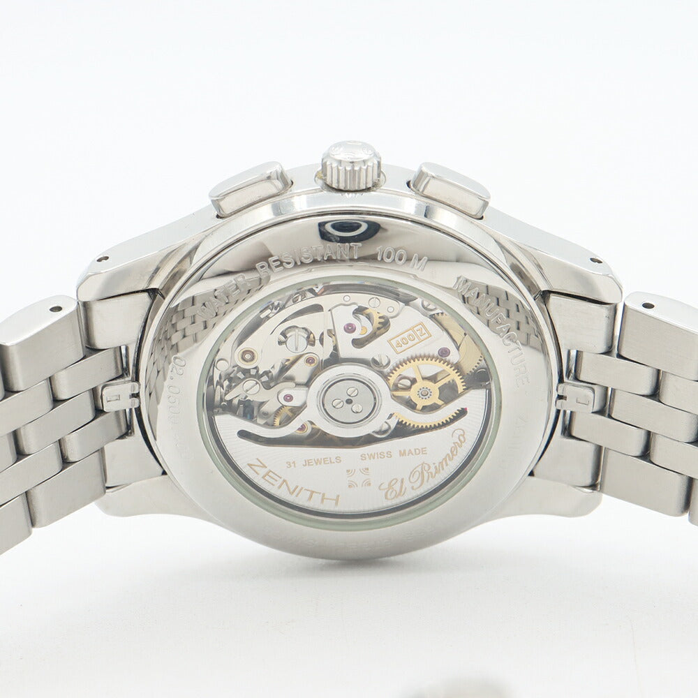 ZENITH ゼニス クラス エルプリメロ 02.0500.400/24 クロノグラフ デイト 100m防水 裏スケ 黒 ブラック SS ステンレス メンズ 自動巻き【6ヶ月保証】【腕時計】【中古】