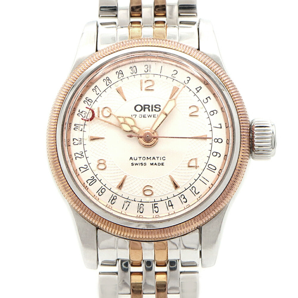 ORIS オリス ビッグクラウン ポインターデイト 7550 裏スケ デイト シルバー SS ステンレス PGP ピンクゴールド コンビ レディース 自動巻き【6ヶ月保証】【腕時計】【中古】