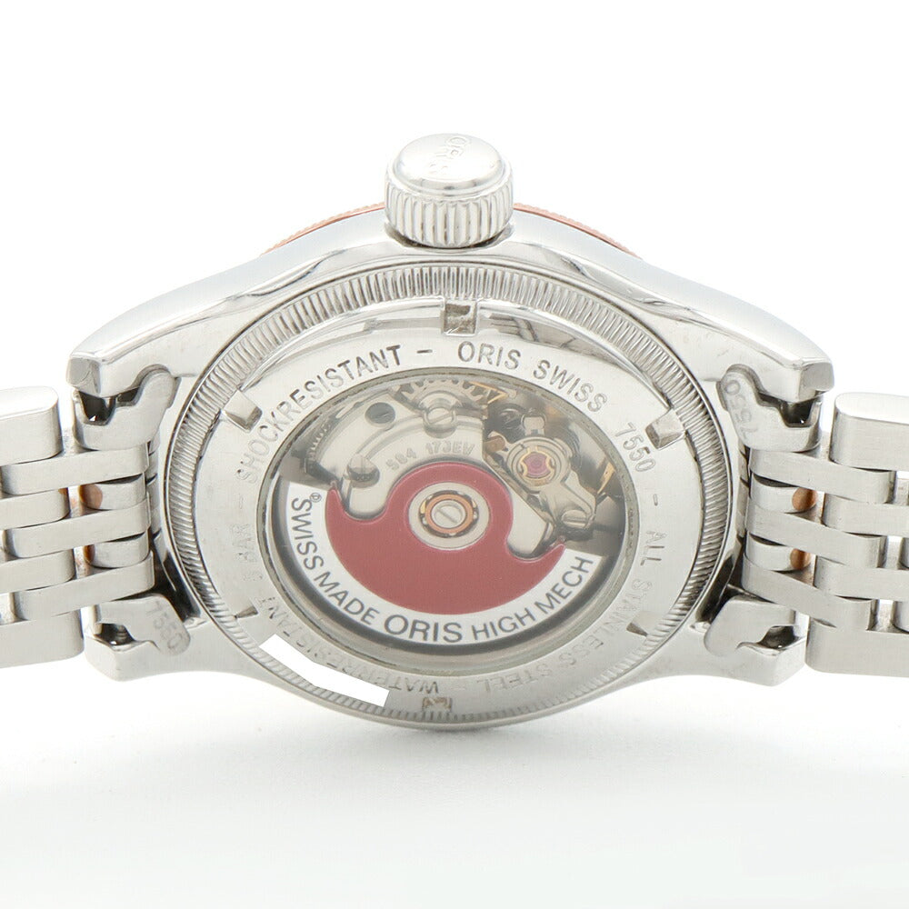 ORIS オリス ビッグクラウン ポインターデイト 7550 裏スケ デイト シルバー SS ステンレス PGP ピンクゴールド コンビ レディース 自動巻き【6ヶ月保証】【腕時計】【中古】