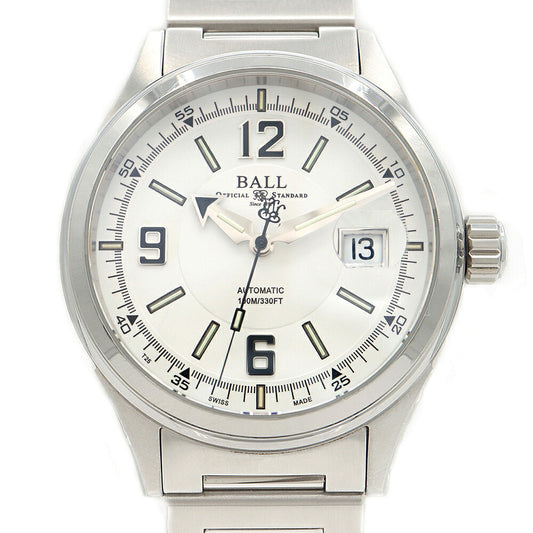 内部点検済 BALL ボール ウォッチ ストークマン レーサー NM2088CS2J デイト 100m防水 白 ホワイト SS ステンレス メンズ 自動巻き【6ヶ月保証】【腕時計】【中古】