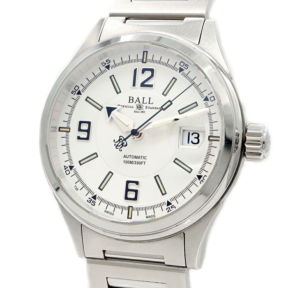 内部点検済 BALL ボール ウォッチ ストークマン レーサー NM2088CS2J デイト 100m防水 白 ホワイト SS ステンレス メンズ 自動巻き【6ヶ月保証】【腕時計】【中古】