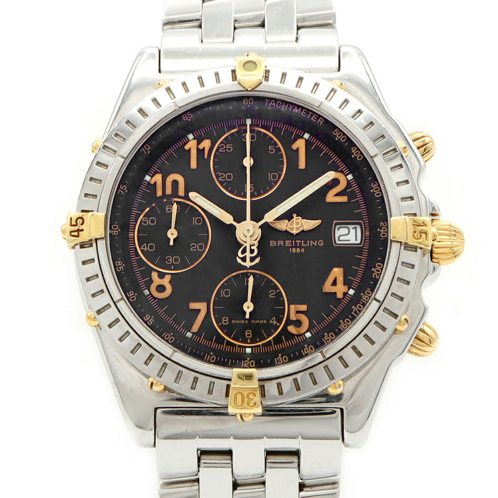 内部点検済 BREITLING ブライトリング クロノマット ビコロ B13050 クロノグラフ デイト 100m防水 黒 ブラック SS ステンレス YG イエローゴールド コンビ メンズ 自動巻き【6ヶ月保証】【腕時計】【中古】