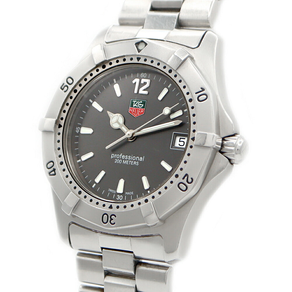 電池交換済 TAG Heuer タグホイヤー 2000シリーズ プロフェッショナル WK1115 200m防水 デイト グレー SS ステンレス メンズ クォーツ【6ヶ月保証】【腕時計】【中古】