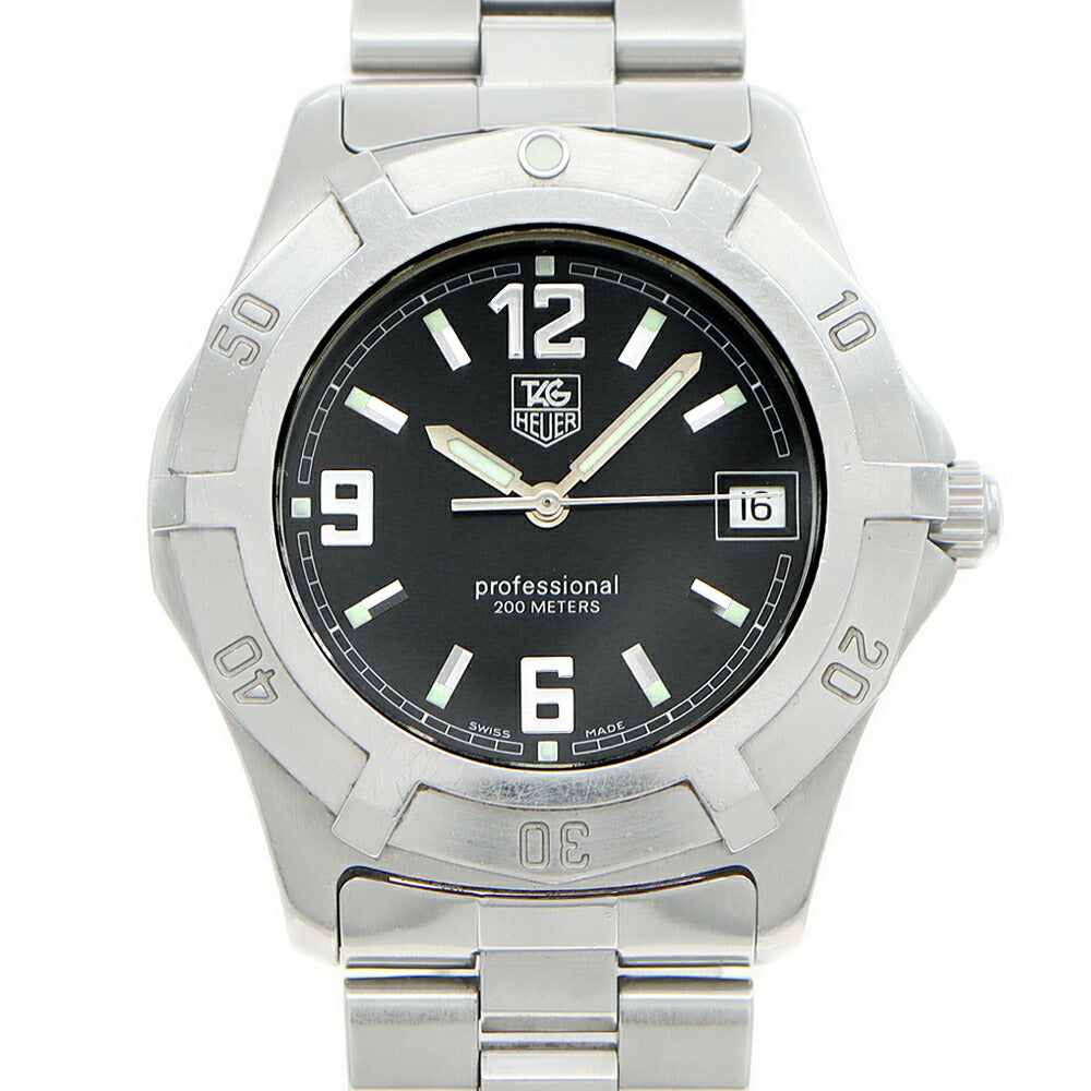 電池交換済 TAG Heuer タグホイヤー 2000 エクスクルーシブ WN1110 デイト 200m防水 黒 ブラック SS ステンレス メンズ クォーツ【6ヶ月保証】【腕時計】【中古】