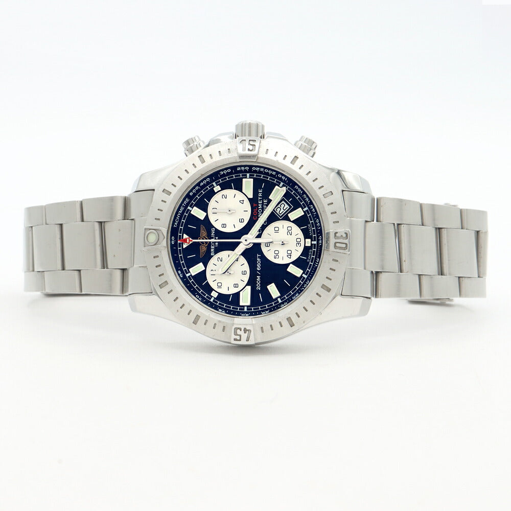 電池交換済 BREITLING ブライトリング コルト クロノグラフ A73388 デイト 200m防水 黒 ブラック SS ステンレス メンズ クォーツ【6ヶ月保証】【腕時計】【中古】