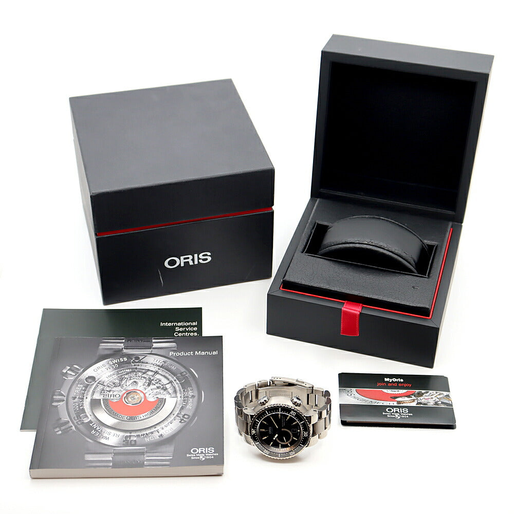内部点検済 ORIS オリス ダイバーズ 7638-74 デイト スモールセコンド 1000m防水 黒 ブラック Ti チタン メンズ 自動巻き【6ヶ月保証】【腕時計】【中古】
