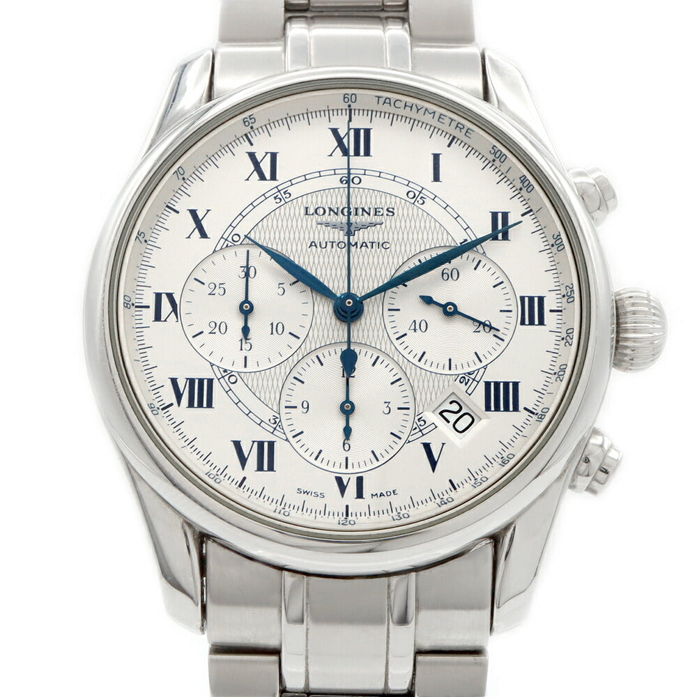 LONGINES ロンジン ウィームス クロノグラフ L2.622.4 デイト スモールセコンド 裏スケ シルバー SS ステンレス メンズ 自動巻き【6ヶ月保証】【腕時計】【中古】