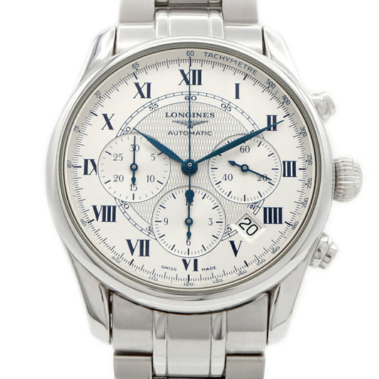 LONGINES ロンジン ウィームス クロノグラフ L2.622.4 デイト スモールセコンド 裏スケ シルバー SS ステンレス メンズ 自動巻き【6ヶ月保証】【腕時計】【中古】
