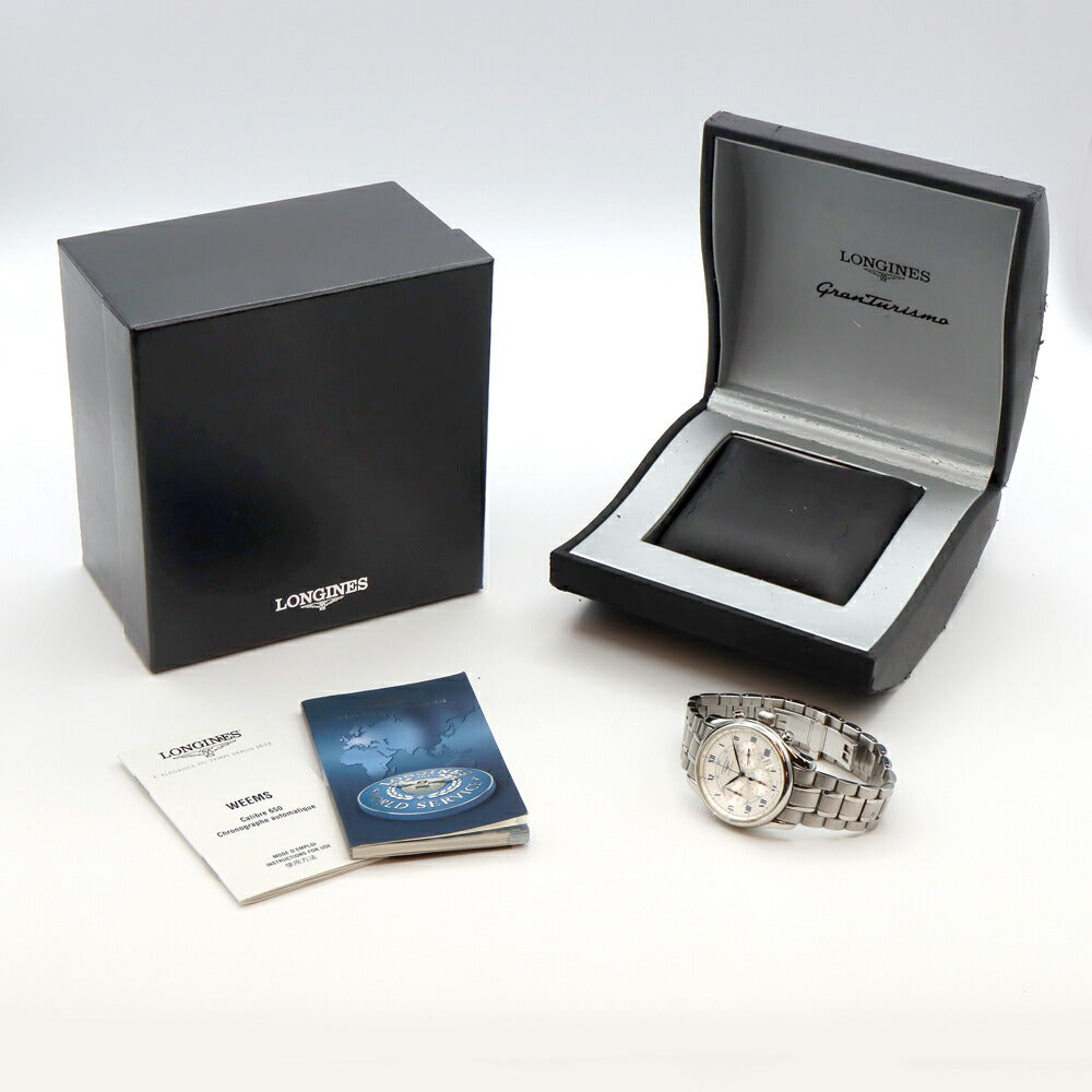 LONGINES ロンジン ウィームス クロノグラフ L2.622.4 デイト スモールセコンド 裏スケ シルバー SS ステンレス メンズ 自動巻き【6ヶ月保証】【腕時計】【中古】