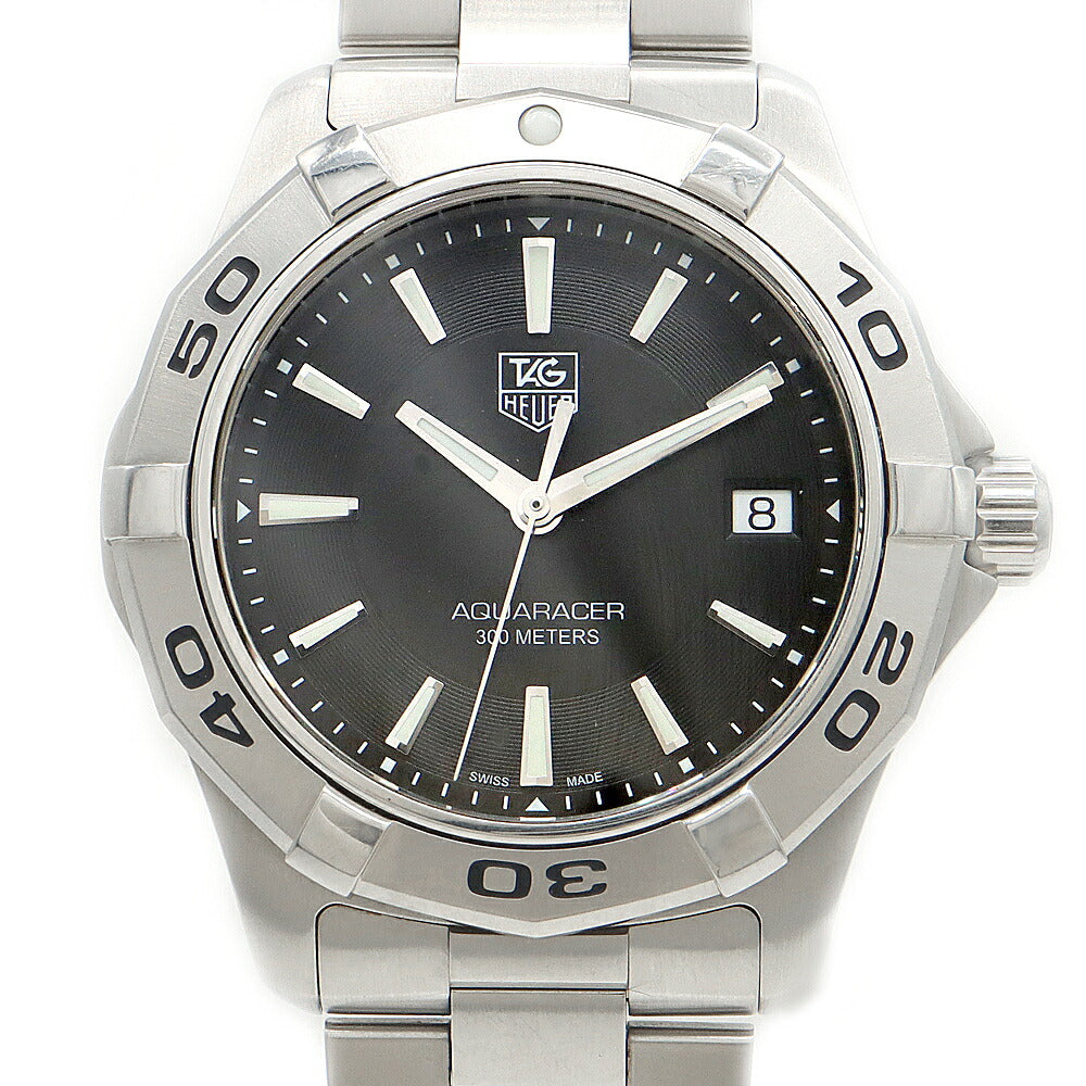 電池交換済 TAG Heuer タグホイヤー アクアレーサー WAP1110 BA0831 デイト 300m防水 黒 ブラック SS ステンレス メンズ クォーツ【6ヶ月保証】【腕時計】【中古】