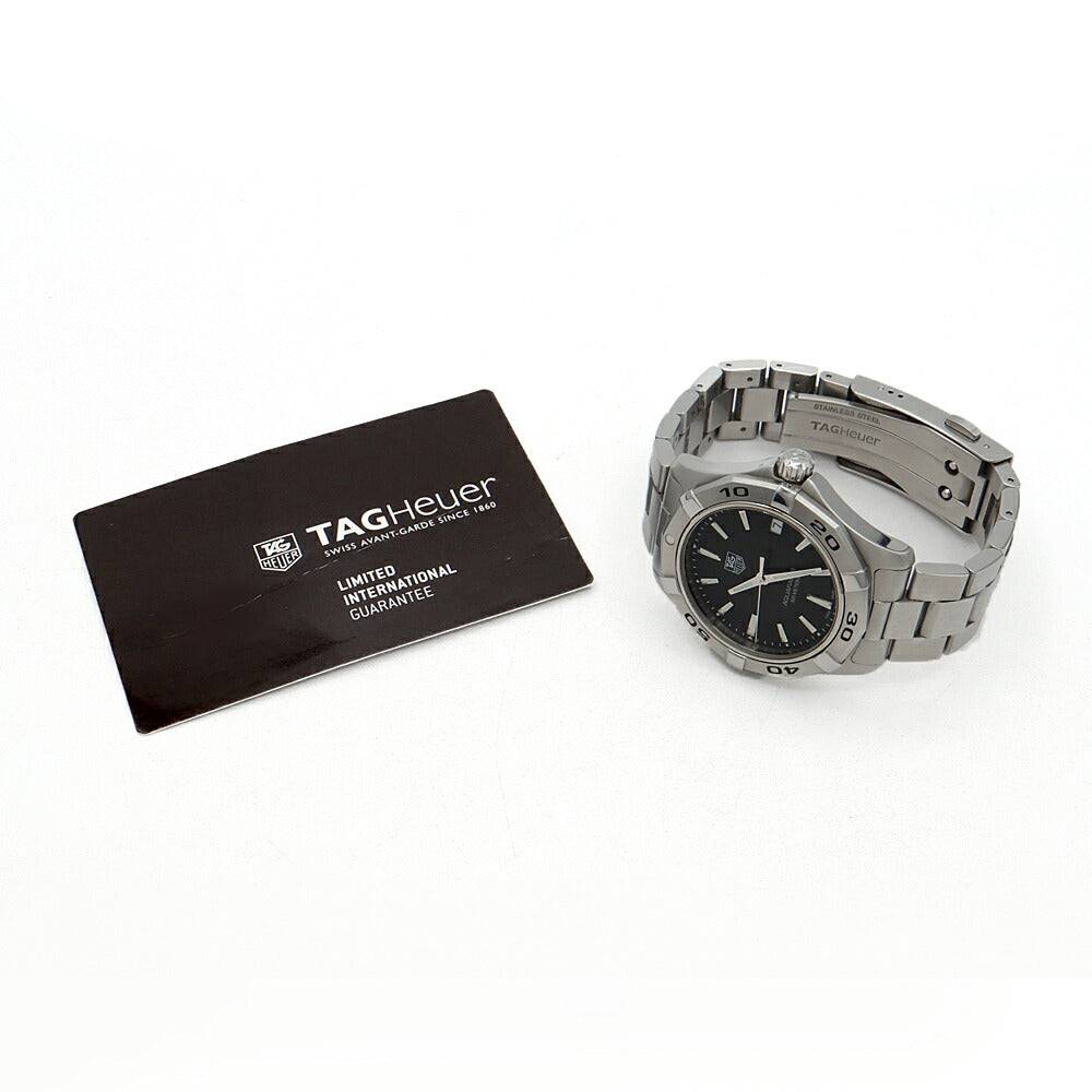 電池交換済 TAG Heuer タグホイヤー アクアレーサー WAP1110 BA0831 デイト 300m防水 黒 ブラック SS ステンレス メンズ クォーツ【6ヶ月保証】【腕時計】【中古】