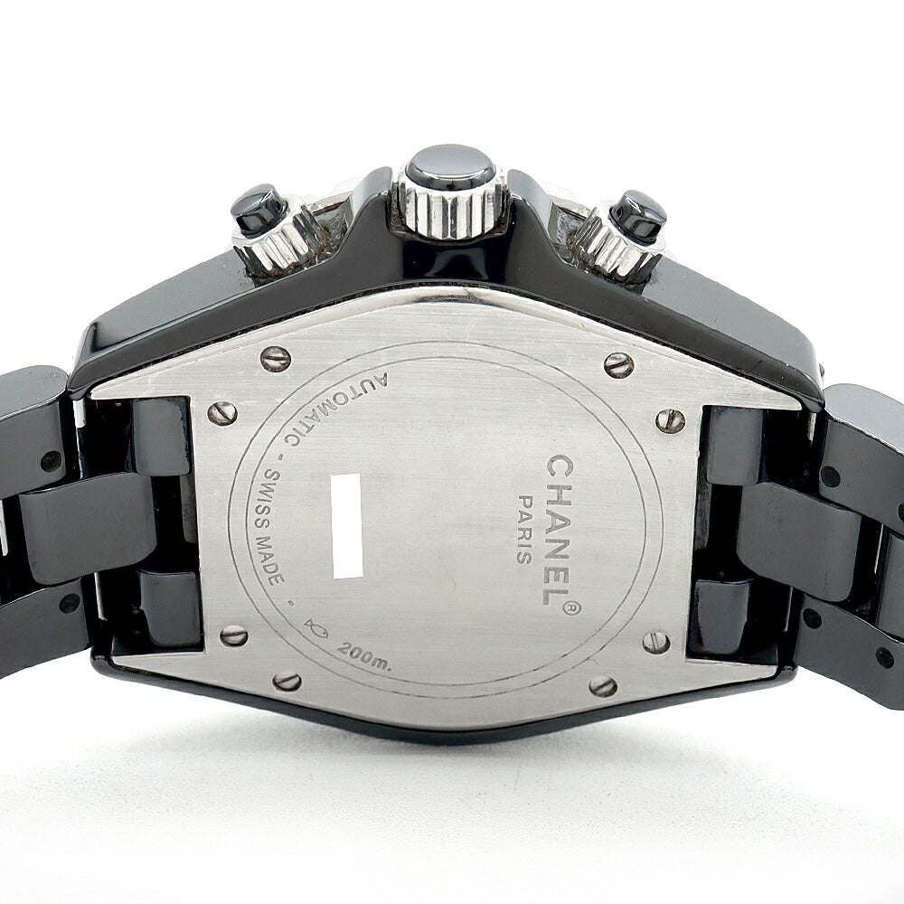 内部点検済 CHANEL シャネル J12 クロノグラフ 41mm 2重ダイヤベゼル H0940 ダイヤモンド 200m防水 デイト 黒 ブラック CE セラミック SS ステンレス アフターダイヤ メンズ 自動巻き【6ヶ月保証】【腕時計】【中古】