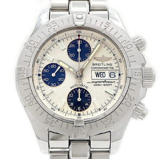BREITLING ブライトリング スーパーオーシャン クロノグラフ A13340 デイデイト 500m防水 シルバー SS ステンレス メンズ 自動巻き【6ヶ月保証】【腕時計】【中古】