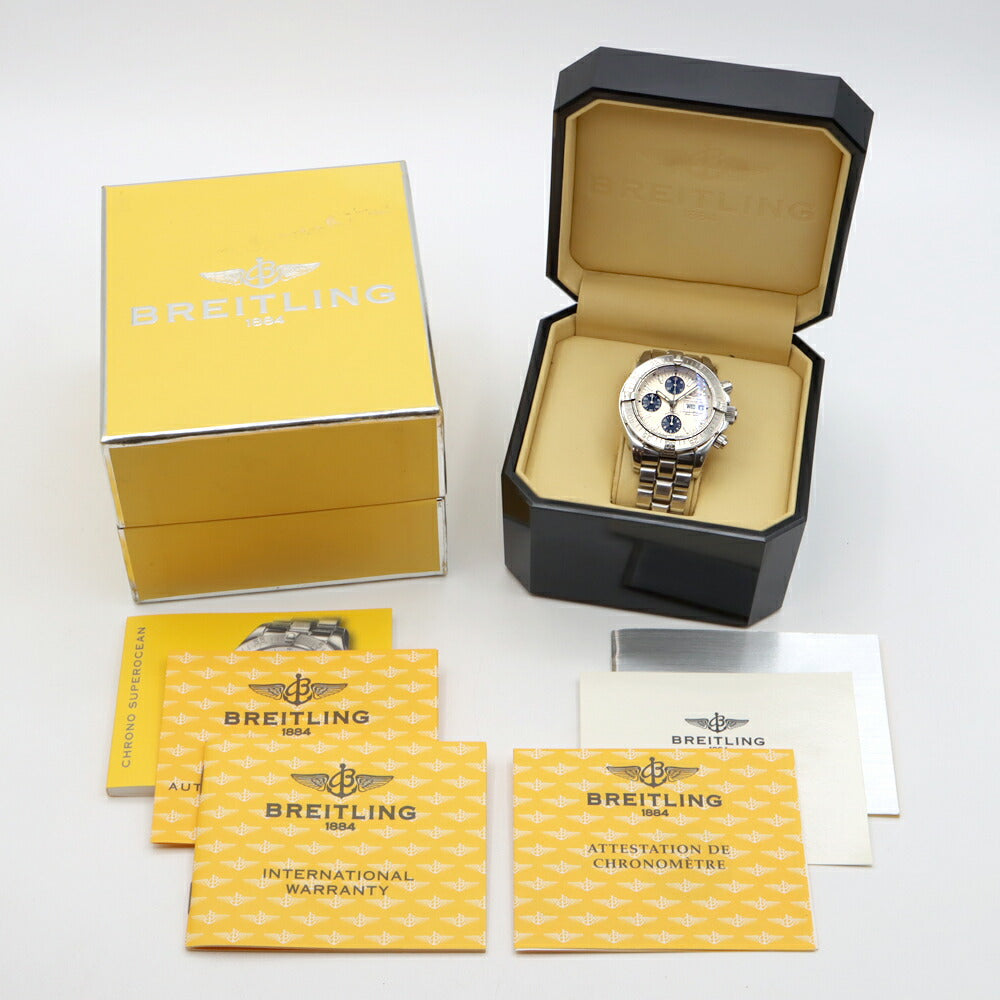 BREITLING ブライトリング スーパーオーシャン クロノグラフ A13340 デイデイト 500m防水 シルバー SS ステンレス メンズ 自動巻き【6ヶ月保証】【腕時計】【中古】