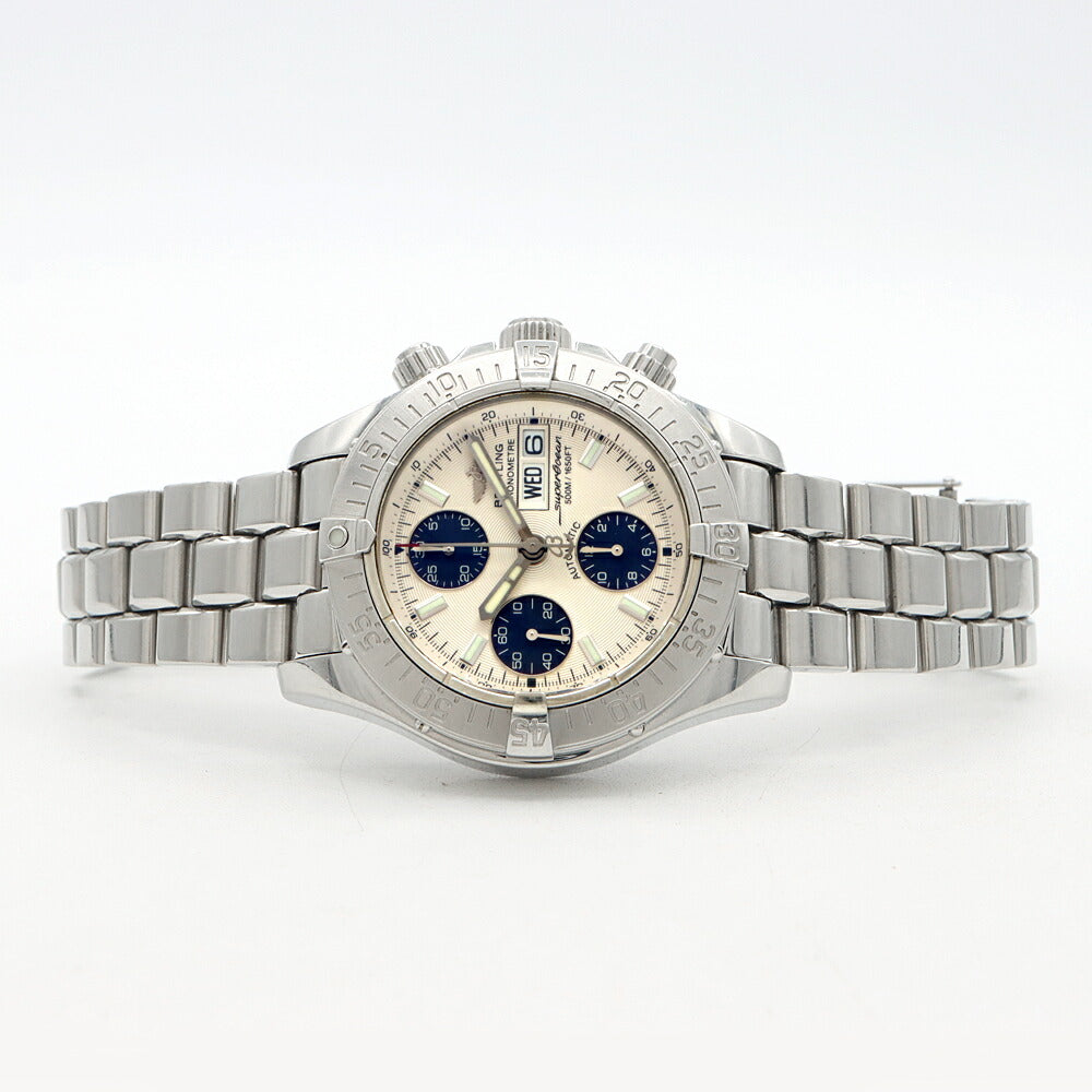 BREITLING ブライトリング スーパーオーシャン クロノグラフ A13340 デイデイト 500m防水 シルバー SS ステンレス メンズ 自動巻き【6ヶ月保証】【腕時計】【中古】