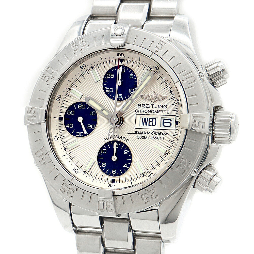 BREITLING ブライトリング スーパーオーシャン クロノグラフ A13340 デイデイト 500m防水 シルバー SS ステンレス メンズ 自動巻き【6ヶ月保証】【腕時計】【中古】