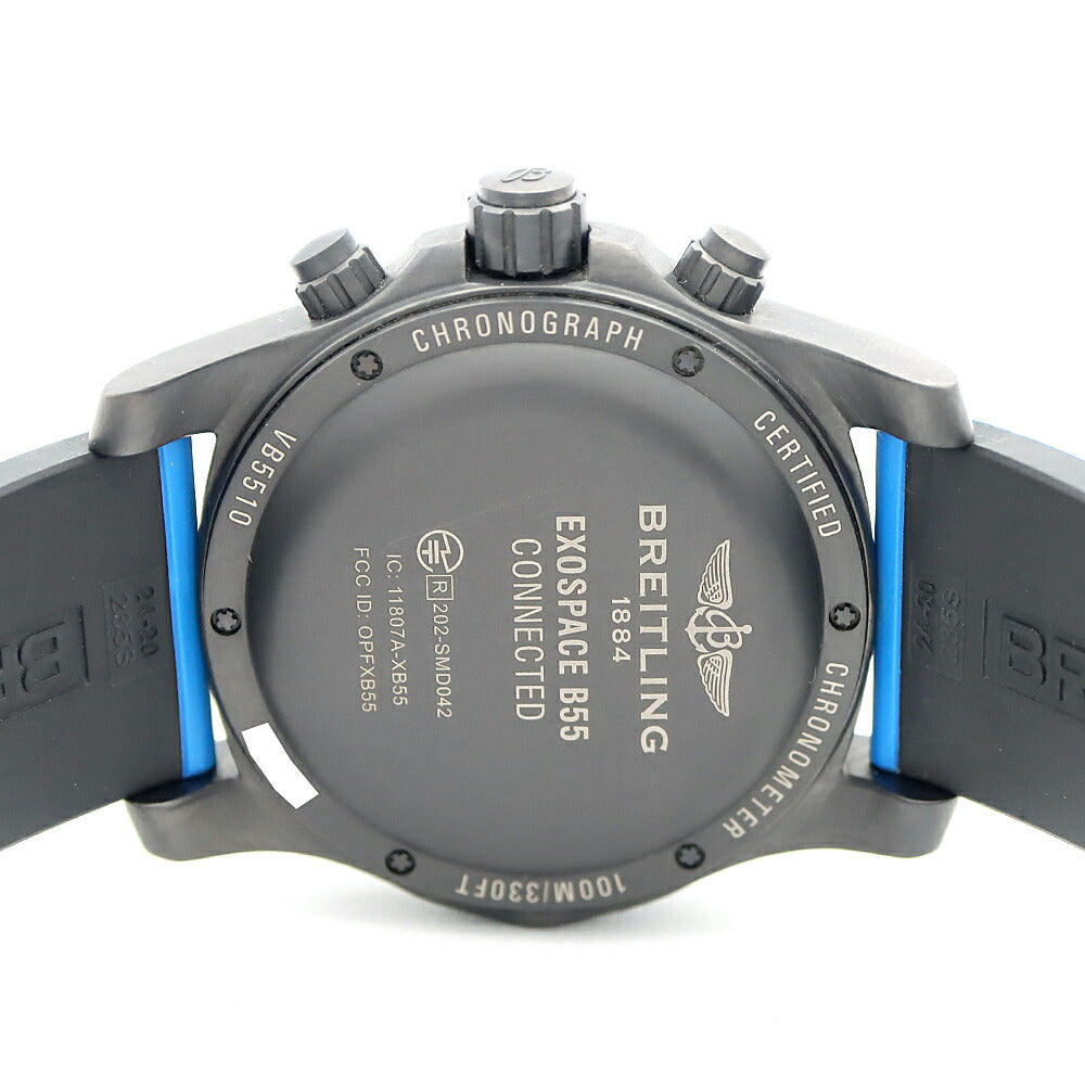 電池交換済 BREITLING ブライトリング エクゾスペース B55 ナイトミッション VB5510 デイト クロノグラフ 100m防水 黒 ブラック Ti チタン 純正ベルト 純正尾錠 メンズ デジアナ クォーツ【6ヶ月保証】【腕時計】【中古】