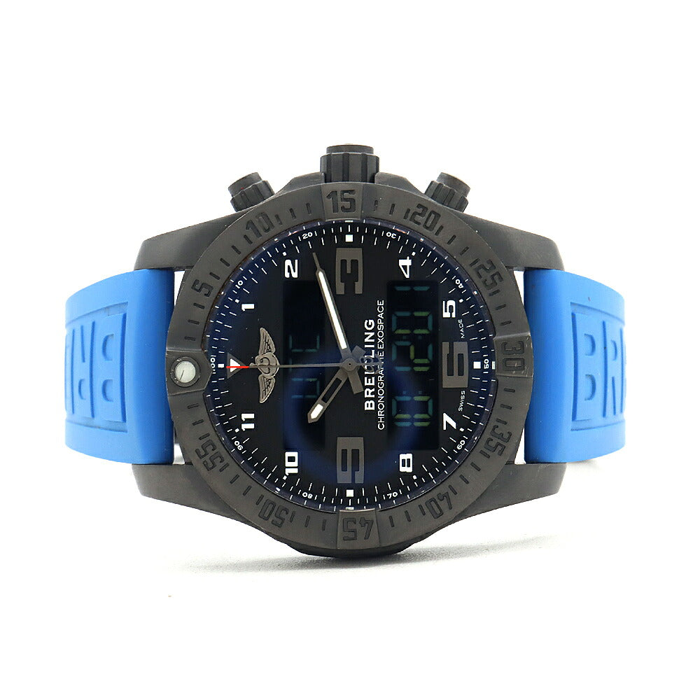 電池交換済 BREITLING ブライトリング エクゾスペース B55 ナイトミッション VB5510 デイト クロノグラフ 100m防水 黒 ブラック Ti チタン 純正ベルト 純正尾錠 メンズ デジアナ クォーツ【6ヶ月保証】【腕時計】【中古】
