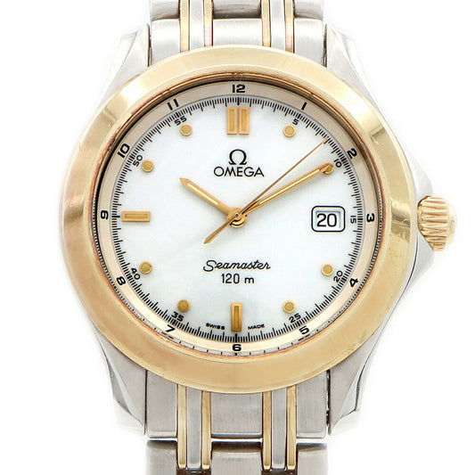 Battery replaced OMEGA Seamaster 120 2311.20 Date 120m waterproof white K18YG yellow gold SS stainless steel combination men's quartz [6 month warranty] [watch] [used]