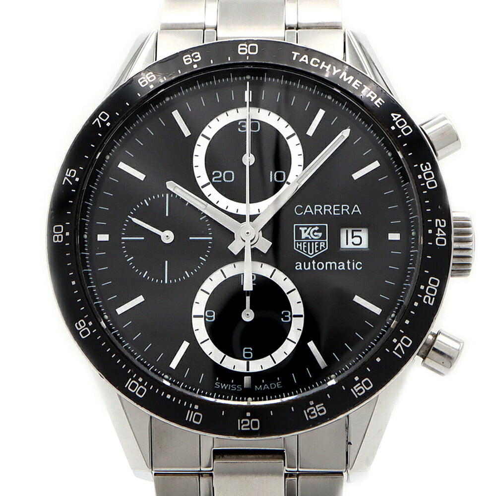 TAG Heuer タグホイヤー カレラ キャリバー16 クロノグラフ CV2010 BA0786 デイト 50m防水 裏スケ 黒 ブラック SS ステンレス メンズ 自動巻き【6ヶ月保証】【腕時計】【中古】
