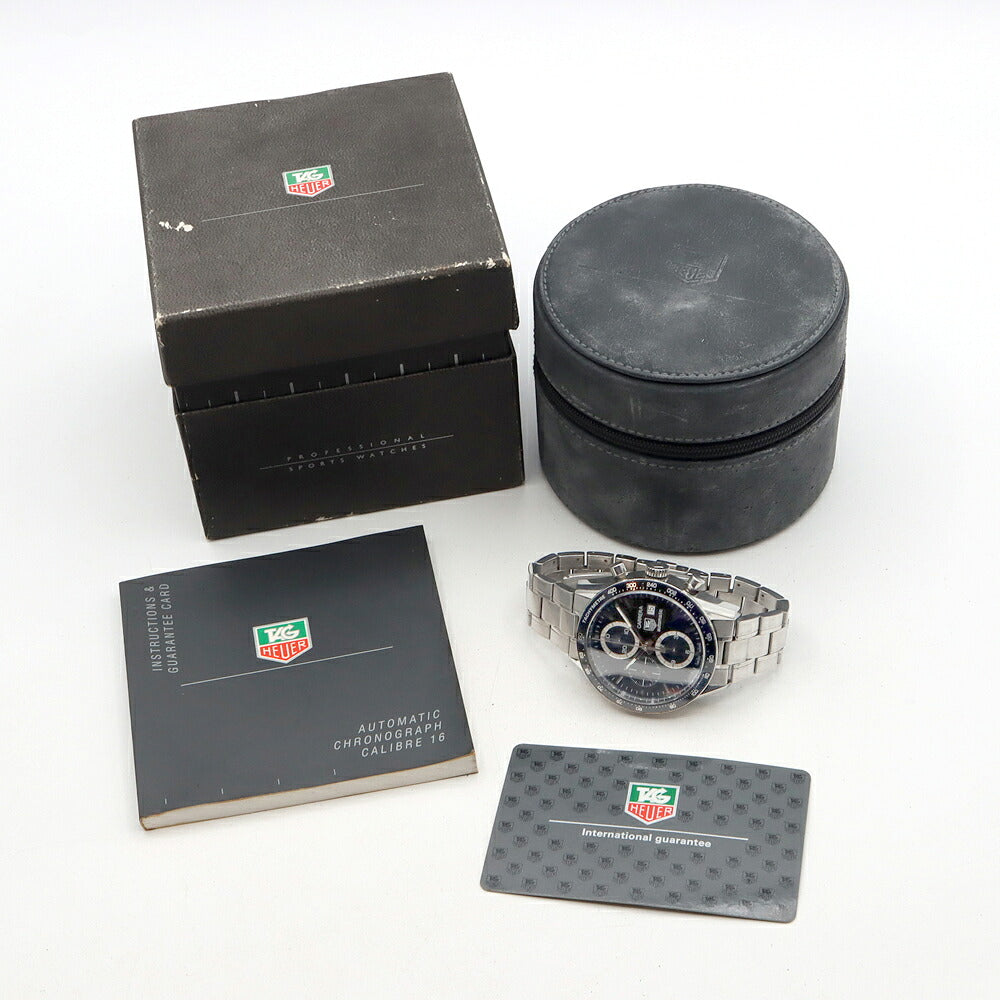 TAG Heuer タグホイヤー カレラ キャリバー16 クロノグラフ CV2010 BA0786 デイト 50m防水 裏スケ 黒 ブラック SS ステンレス メンズ 自動巻き【6ヶ月保証】【腕時計】【中古】