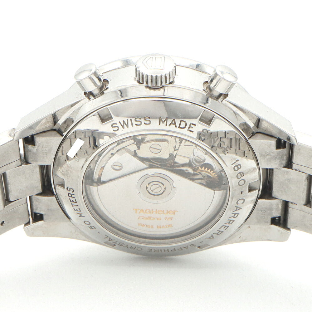 TAG Heuer タグホイヤー カレラ キャリバー16 クロノグラフ CV2010 BA0786 デイト 50m防水 裏スケ 黒 ブラック SS ステンレス メンズ 自動巻き【6ヶ月保証】【腕時計】【中古】