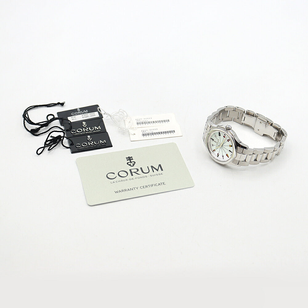 電池交換済 CORUM コルム アドミラル 32 01.0132 A020/03658 50m防水 白 ホワイトシェル SS ステンレス レディース クォーツ【6ヶ月保証】【腕時計】【中古】