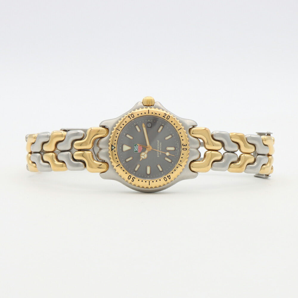 電池交換済 TAG Heuer タグホイヤー S/el セル プロフェッショナル 200 S95.213K デイト 200m防水 グレー SS ステンレス YGP イエローゴールド コンビ レディース クォーツ【6ヶ月保証】【腕時計】【中古】