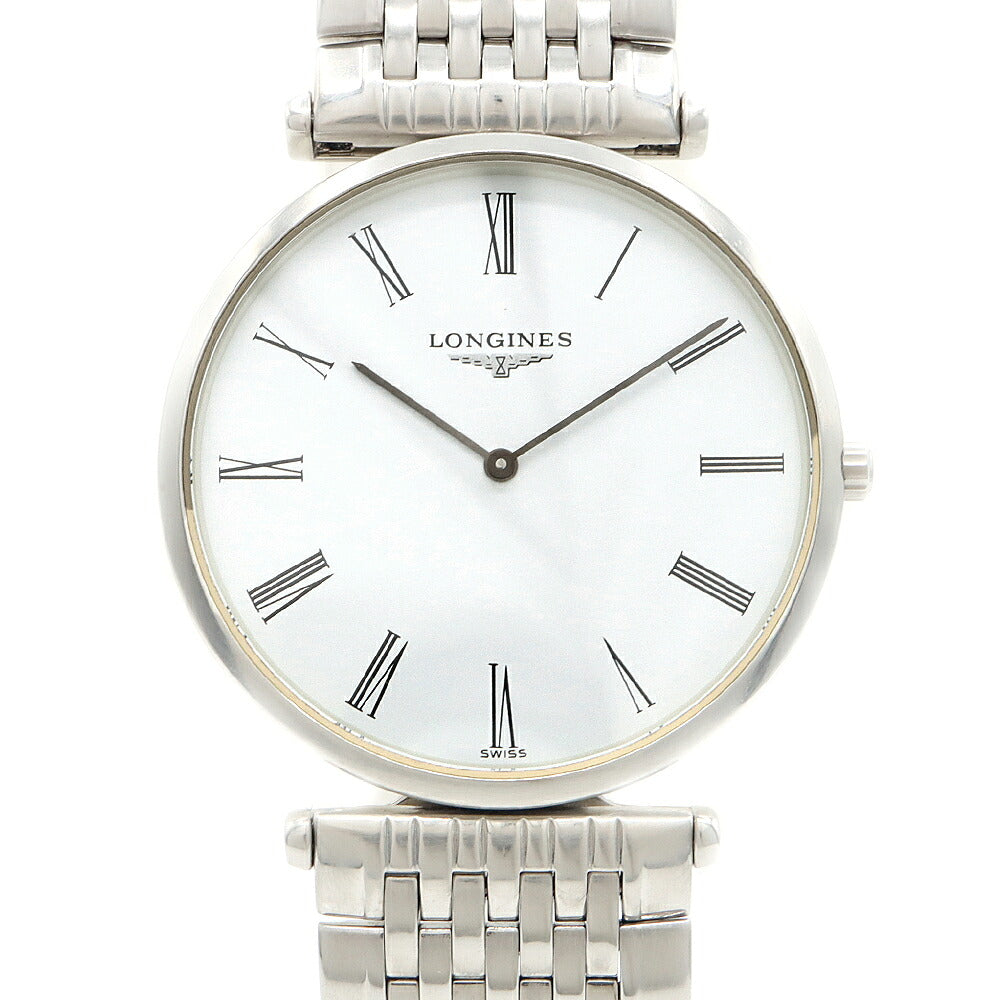 電池交換済 LONGINES ロンジン ラ グラン クラシック L4.709.4 白 ホワイト SS ステンレス メンズ クォーツ【6ヶ月保証】【腕時計】【中古】