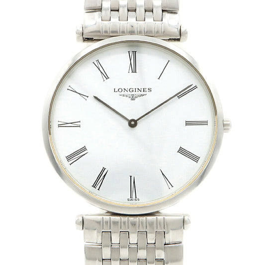 電池交換済 LONGINES ロンジン ラ グラン クラシック L4.709.4 白 ホワイト SS ステンレス メンズ クォーツ【6ヶ月保証】【腕時計】【中古】