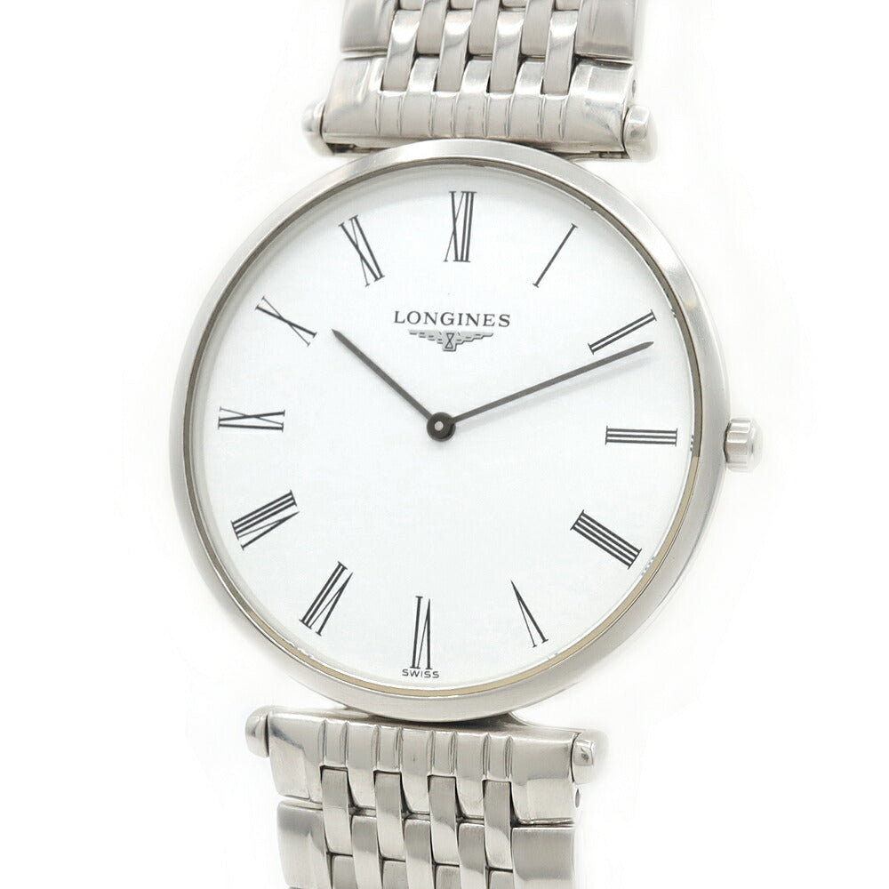 電池交換済 LONGINES ロンジン ラ グラン クラシック L4.709.4 白 ホワイト SS ステンレス メンズ クォーツ【6ヶ月保証】【腕時計】【中古】