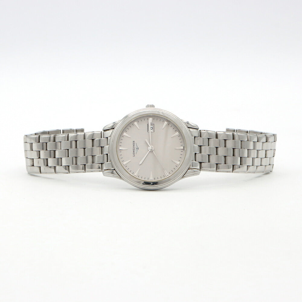 電池交換済 LONGINES ロンジン フラッグシップ L4.716.4 デイト シルバー SS ステンレス メンズ クォーツ【6ヶ月保証】【腕時計】【中古】