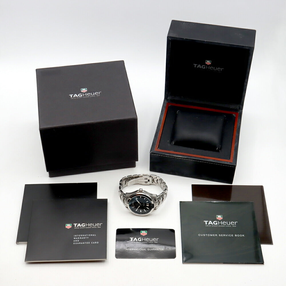内部点検済 TAG Heuer タグホイヤー リンク キャリバー5 デイデイト WJF2010 BA059 200m防水 黒 ブラック SS ステンレス メンズ 自動巻き【6ヶ月保証】【腕時計】【中古】