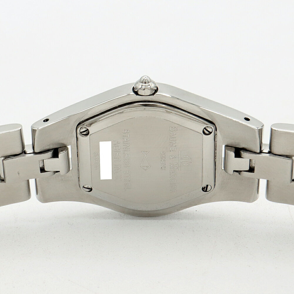 電池交換済 BAUME＆MERCIER ボーム&メルシェ リネア 65305 ダイヤモンド 12Pダイヤ 白 ホワイトシェル SS ステンレス レディース クォーツ【6ヶ月保証】【腕時計】【中古】